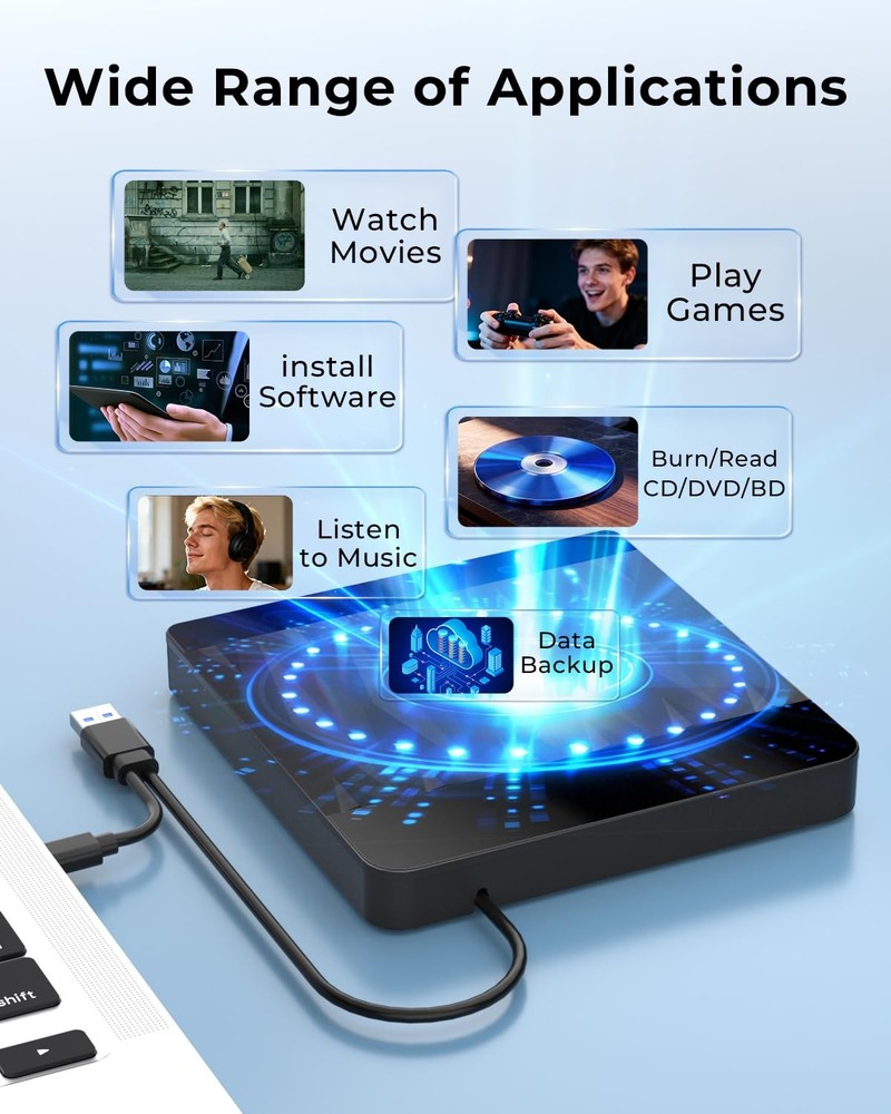 External Blu Ray Drive ,Bluray Burner USB 3.0 Type-C BD/DVD/CD...