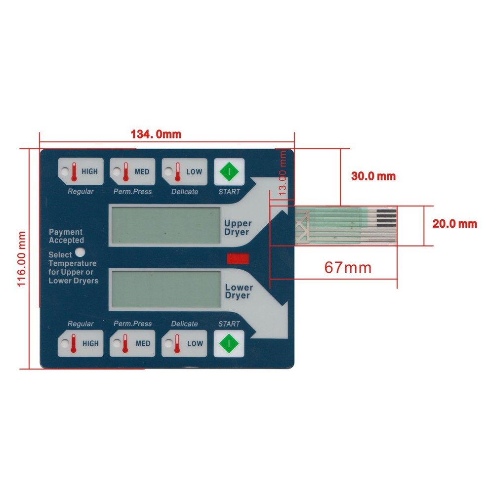 9801-059-006 9801-059-004 Blue Membrane Touch Pad For New Style Dexter Dryer