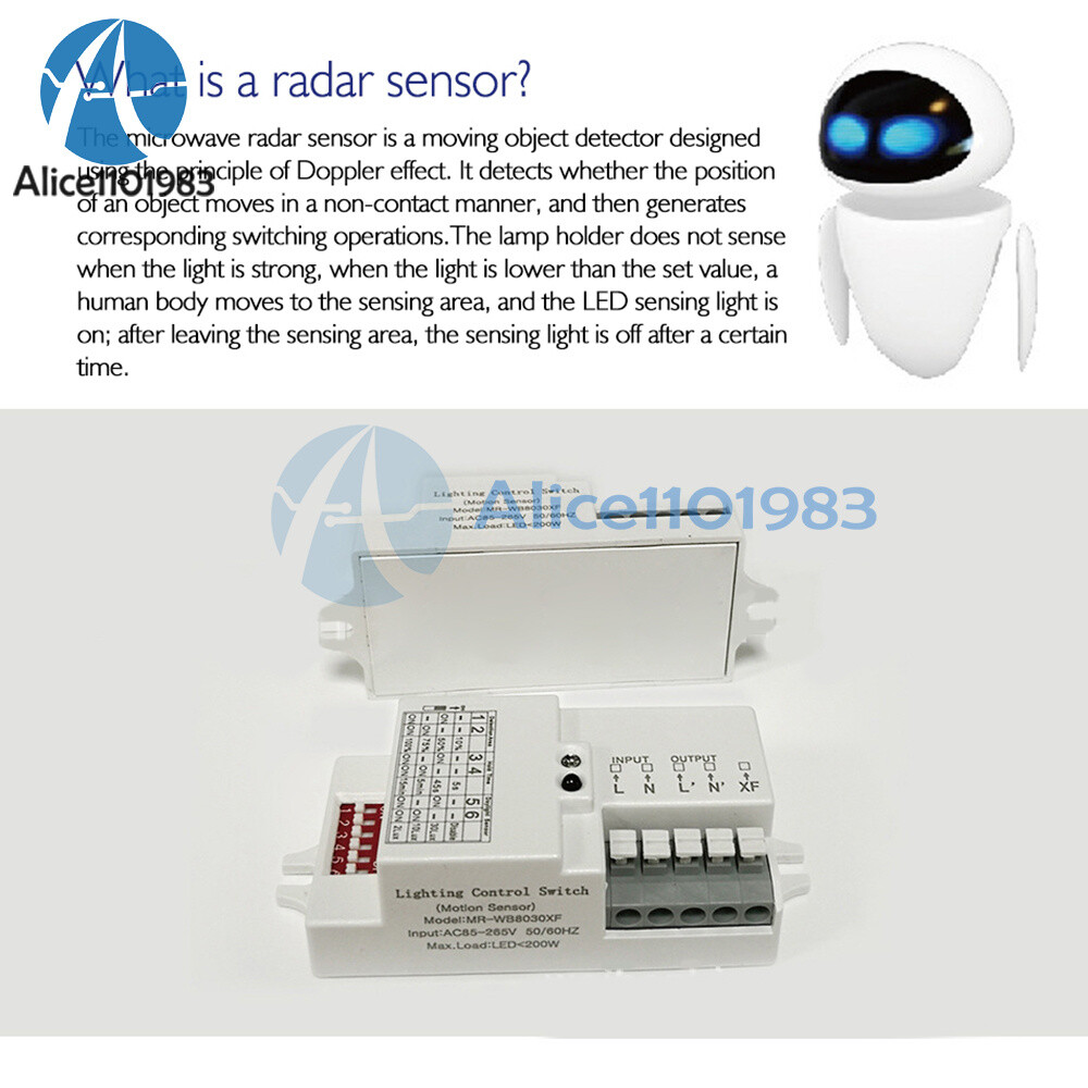 AC110-220V LED Light Microwave Radar Delay Sensor Switch Body Motion Detector