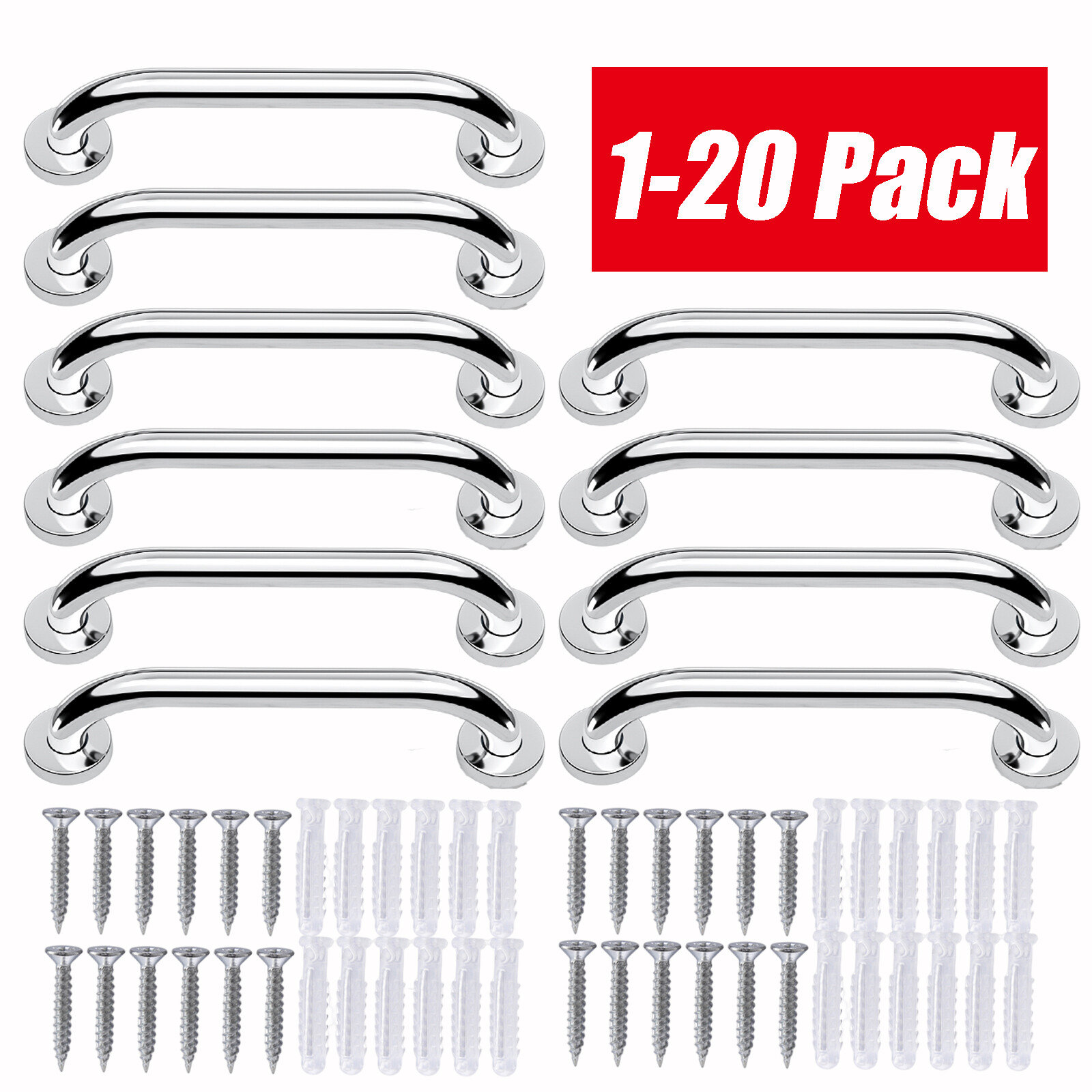 Stainless Steel Grab Bar Bathroom Safety Handicap Shower Tub Handle Support Lot