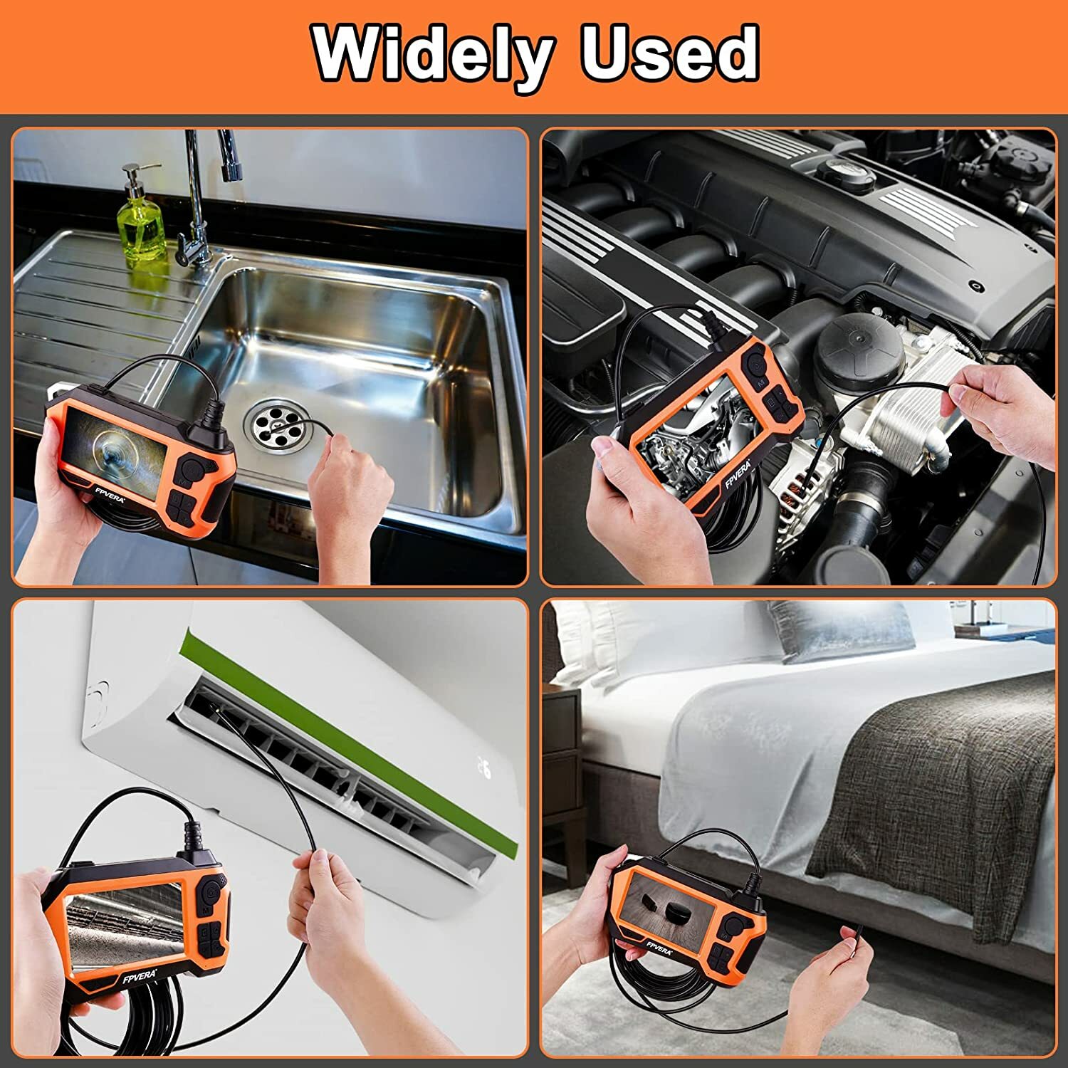 1080P Pipe Inspection Camera Endoscope Video Sewer Drain Cleaner Waterproof USB