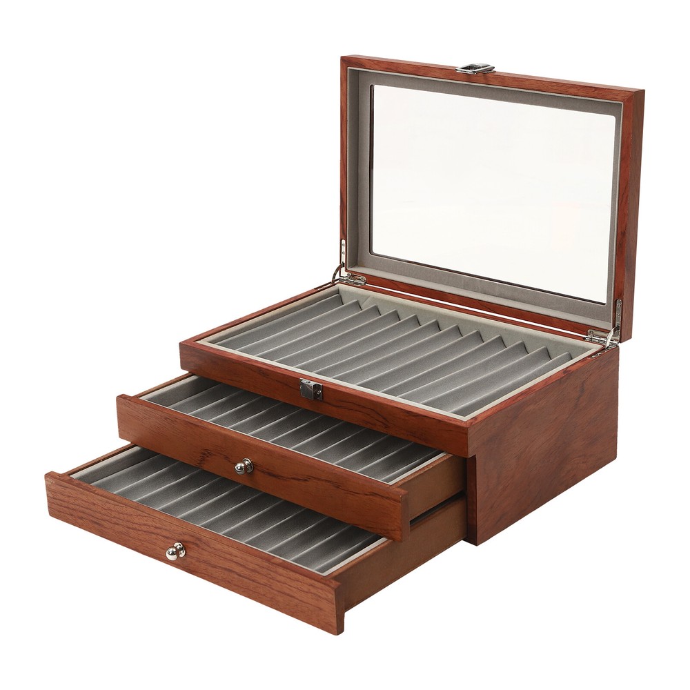 Log Color Pen Display Case 34 Slots Pen Display Case Holder Rectangular Retro US