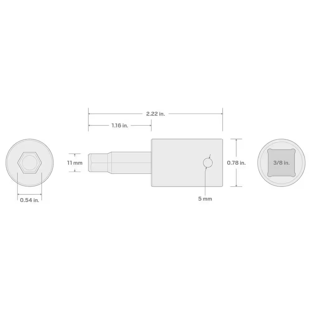 3/8 In. Drive X 11 Mm Hex Bit Impact Socket