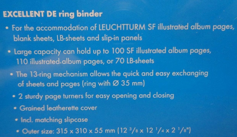LIGHTHOUSE Excellent DE 13 ring binder case hingeless stamp collection pages NEW