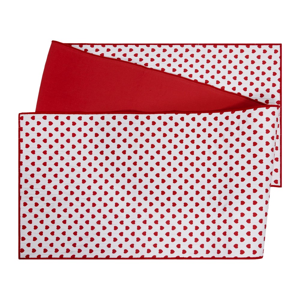 Reversible Hearts Table Runner Cotton