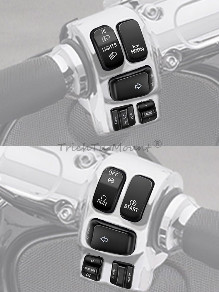 Fit For Harley Electra Road Glide 10PCS Hand Control Switch Button Covers Chrome