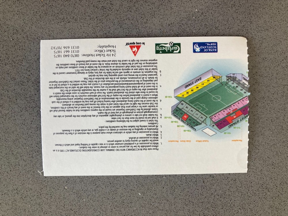 Hibernian v Partick Thistle 2003-04 Match Ticket
