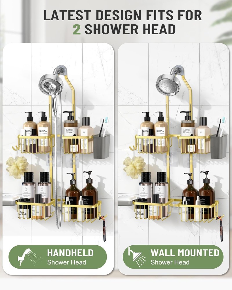 Adjustable Shower Caddy Hanging for Handheld Showerheads - Never Rust Shower ...