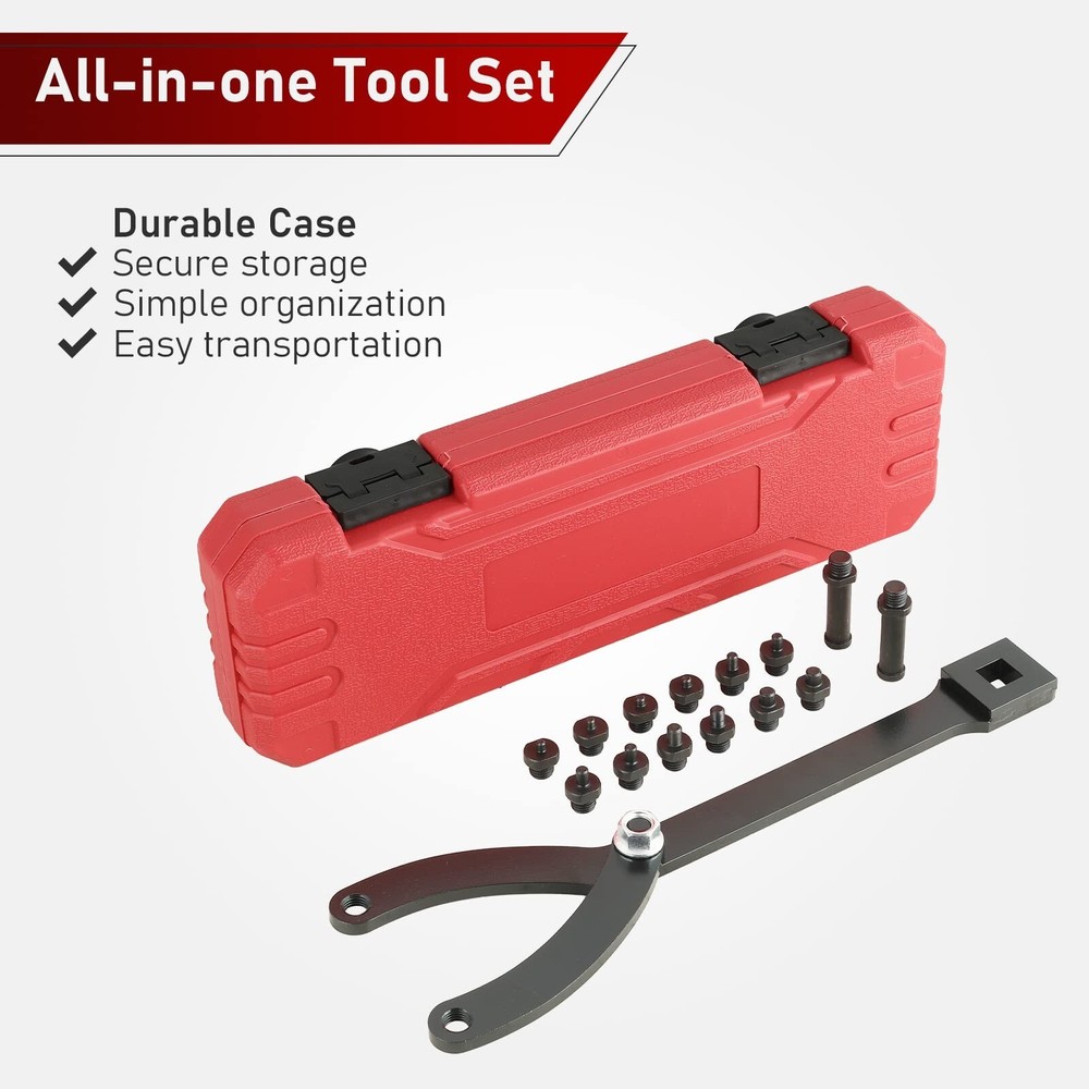 ATPEAM Variable Pin Spanner Wrench Kit 15Pc Adjustable Fan Clutch Pully Holde...