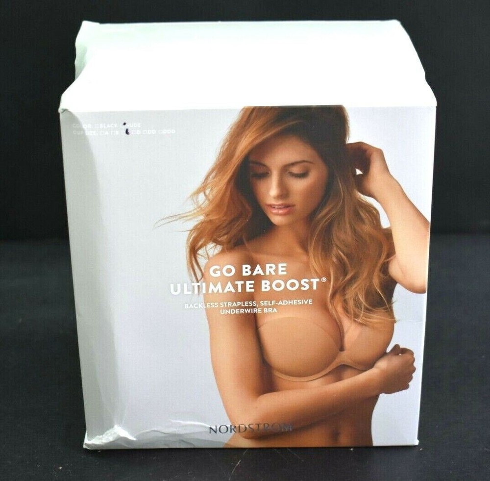 Go Bare Womens Ultimate Boost Bra Strapless Adhesive Backless Push Up Cups C