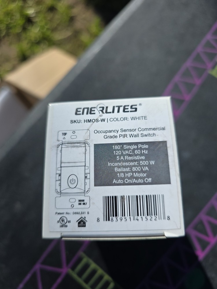 ENERLITE OCCUPANCY SENSOR GRADE PIR WALL SWITCH New In box With Instructions
