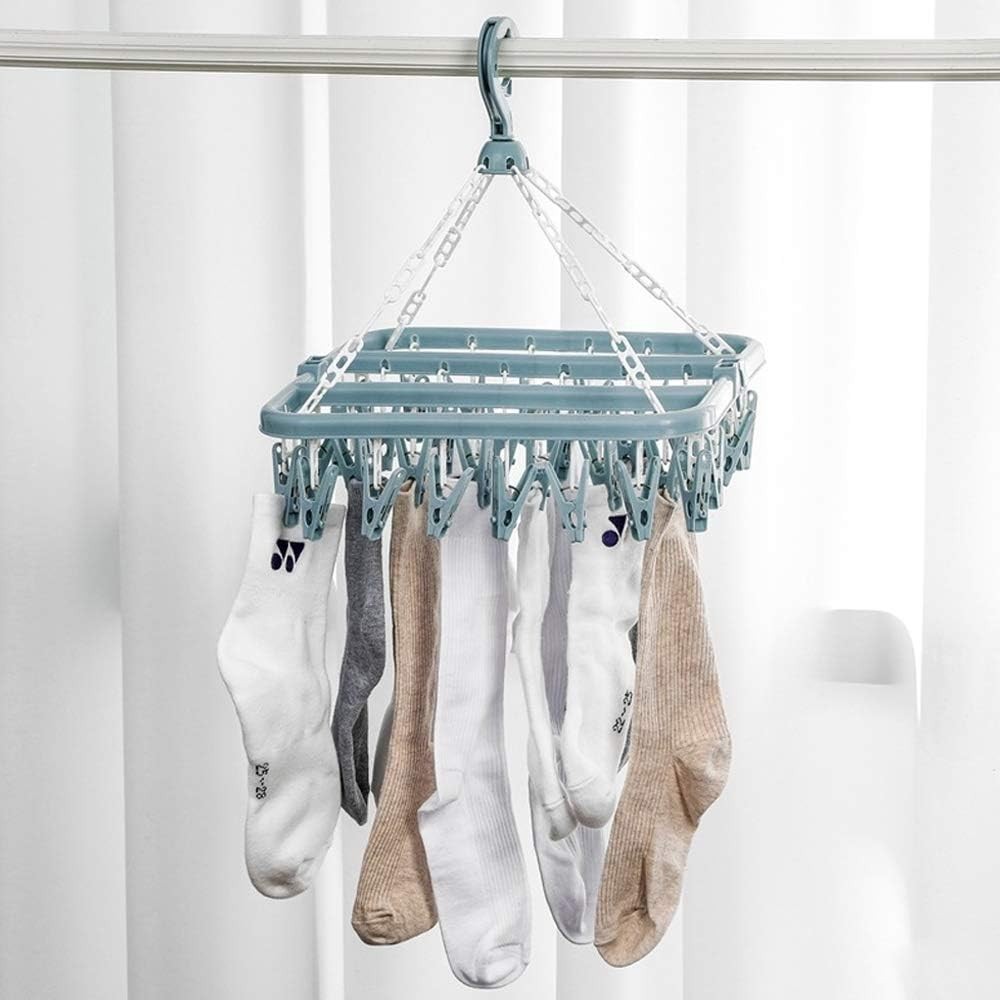 Lightweight 32-Clip Hanging Drying Rack: Foldable & Easy Storage Solution