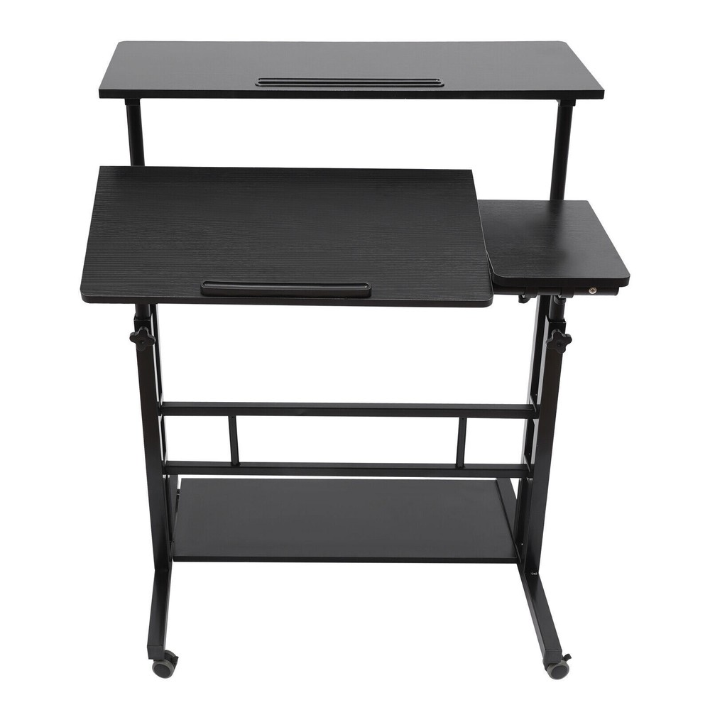 Mobile Rolling Computer Desk Laptop Table Stand w/ Wheel Home Office Workstation