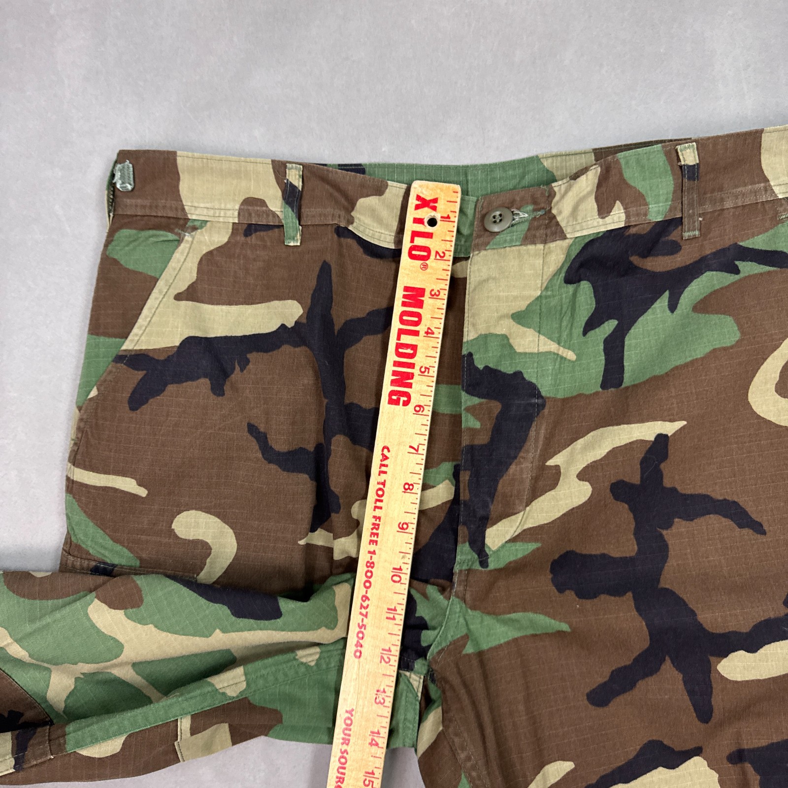Vintage Military Pants Men 38x32 Green Camo Woodland Trouser Large Reg Distress
