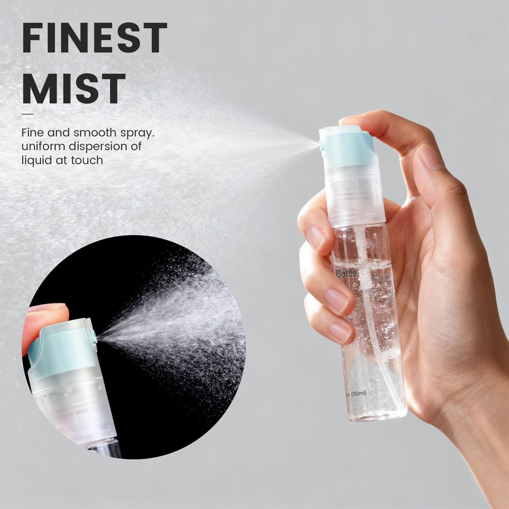 Bomeiyi 4 Pack Refillable Spray Bottle, Reversible Small Empty 1 Ounces, Grey