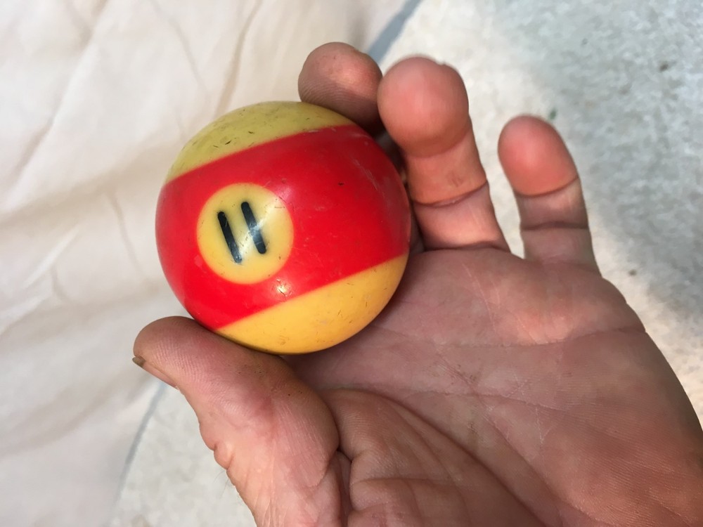 VINTAGE 2 1/4"  POOL BILLIARD  BALL #11 STRIPED