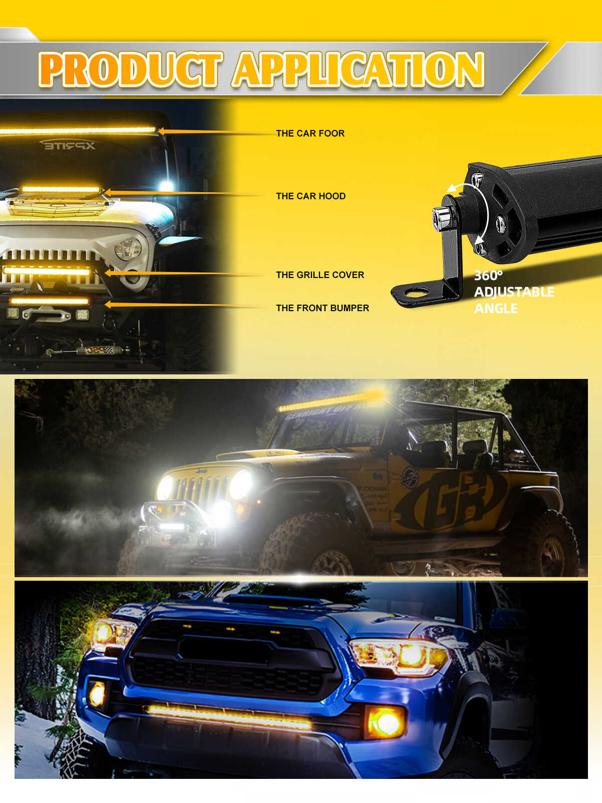 12 inch Amber LED Light Bar Single Row Thin Fog Work Driving Truck UTV ATV Boat