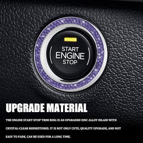 Car Engine Start Stop Decoration Ring, Car Engine Start Button 2PCS Purple