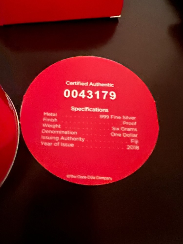 2018 Officially Licensed Coca Cola® Bottle Cap Silver Coin