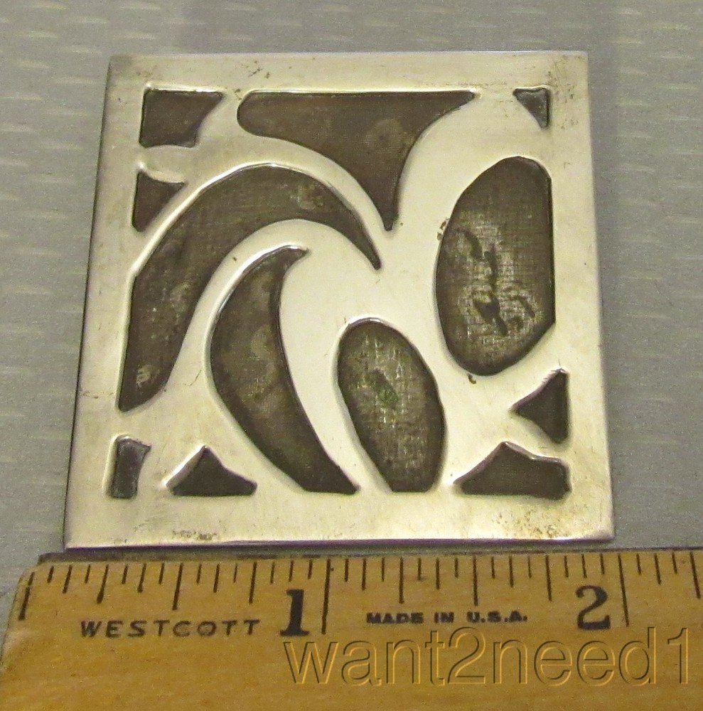 MCM Studio Sterling Silver Button Artisan Signed JL handmade 2" large square