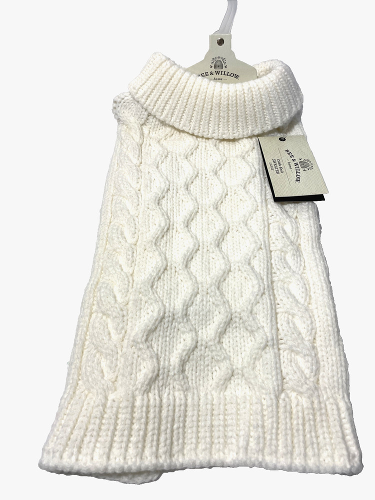 Bee & Willow home Cable Knit Dog Sweater - Large NWT