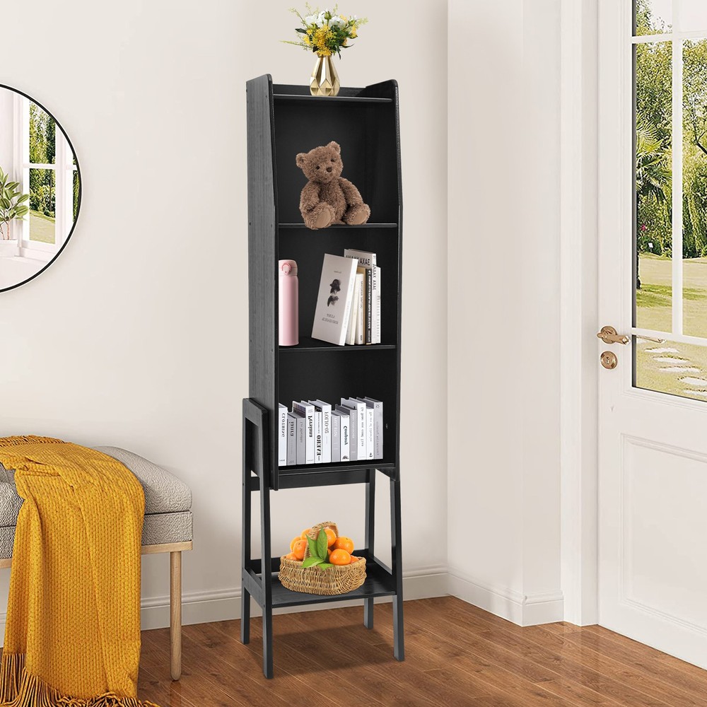 Rectangular Five-tier Modern End Table Storage Side Table Cabinet Black NEW/US