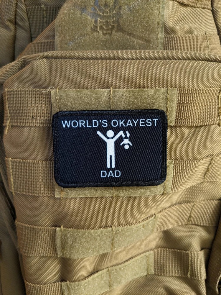 World's okayest dad meme patch 2"x3" hook & loop backing