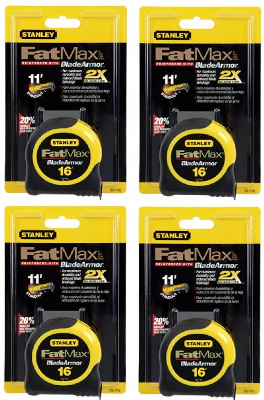 Stanley 33-716 16' ft Fatmax Tape Rule Measures - Quantity 4