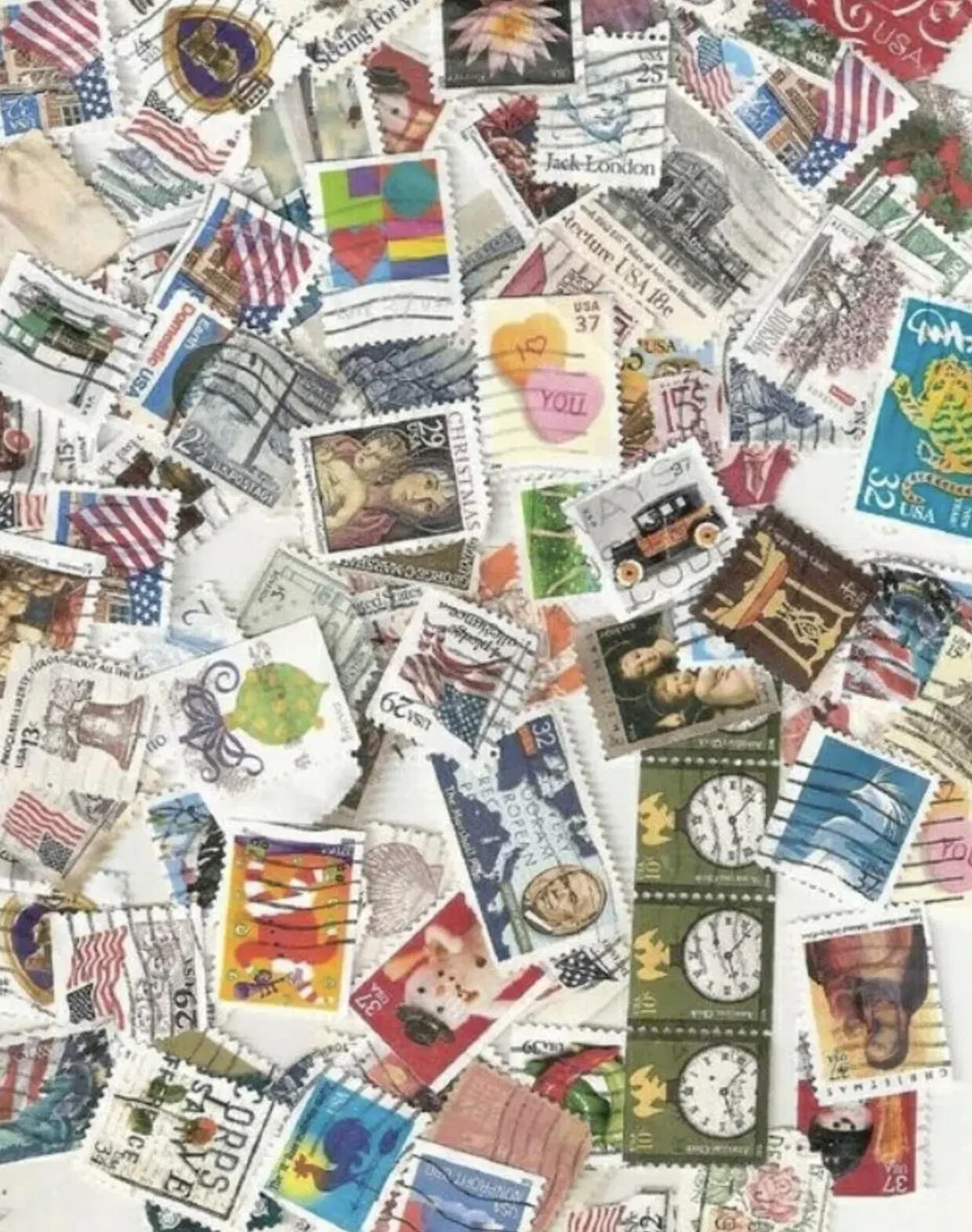 100+ US Vintage Postage Stamps Off Paper - NO DUPLICATES & FREE SHIPPING