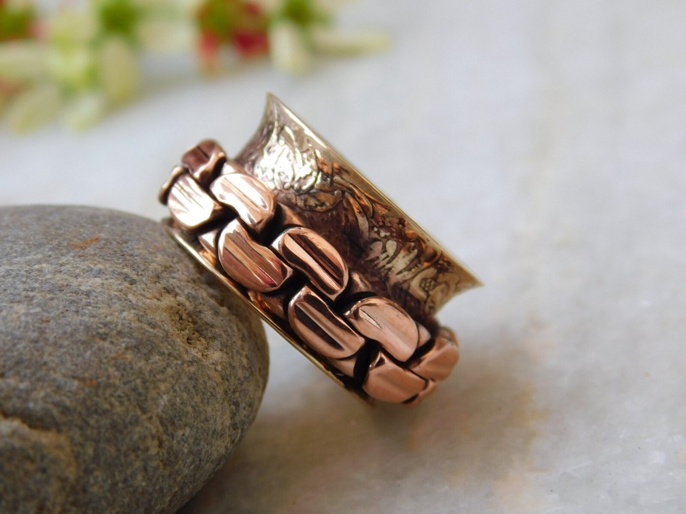 Unique Copper Ring Solid Copper Ring Healing Spinner Ring Women Handmade Rings,