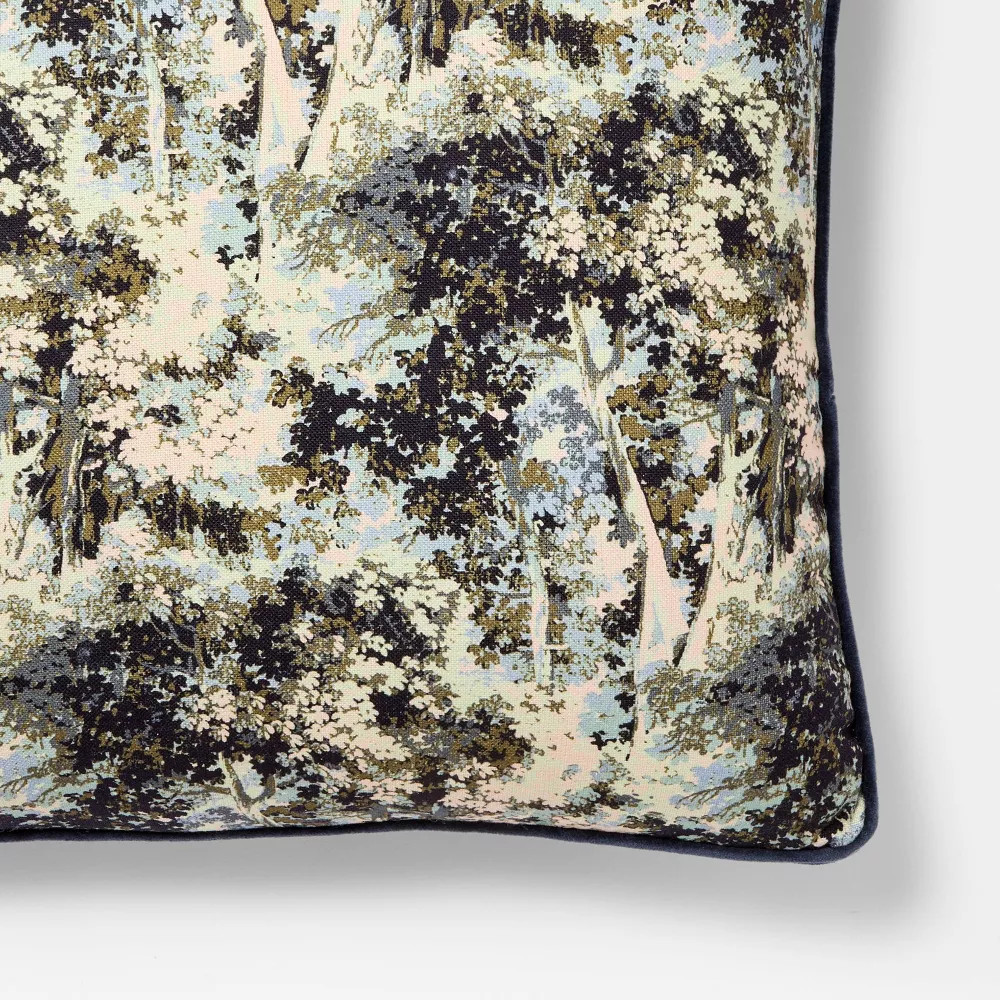 24"x24" Abstract Tree Printed Throw Pillow with Gusset Navy - Threshold designed