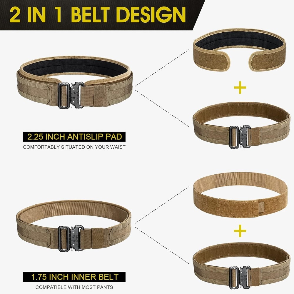 Versatile Tactical Molle Belt - Quick Release, 1.75" Inner & Heavy Duty Outer