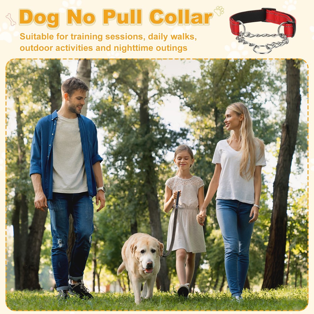 No Pull Collar for Dogs, Reflective Dog Chain Collars XL (Orange)
