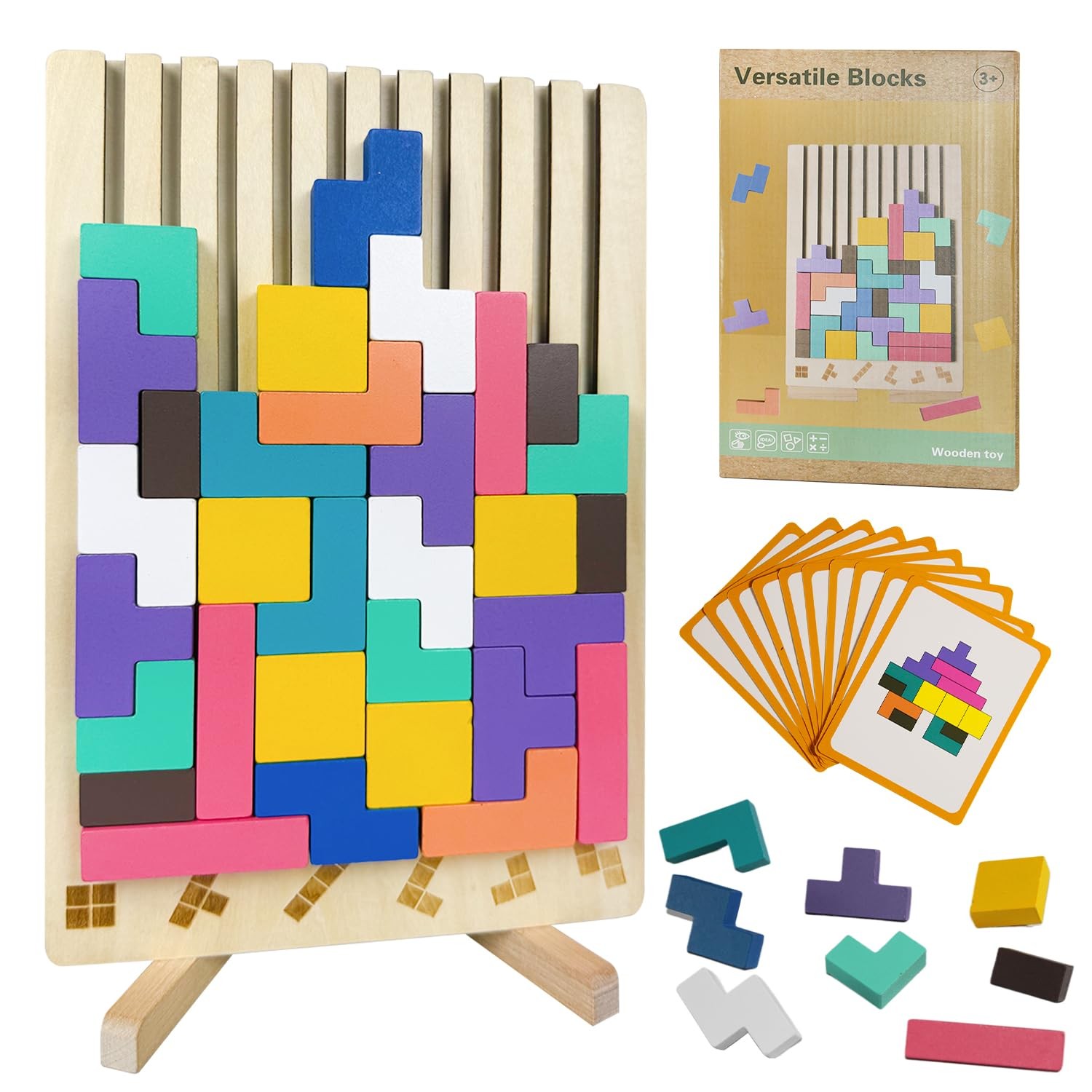 Wooden Stacking Puzzle Toy 3D Montessori Brain Teaser Game for Kids 4 to 6