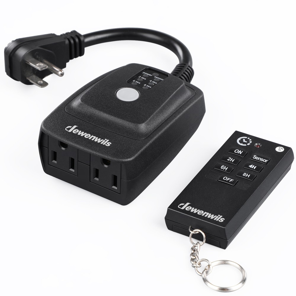 DEWENWILS Outdoor Light Sensor Timer with Remote Plug in Outlet Timer Waterproof