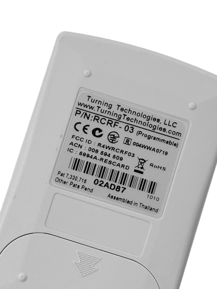 Turning Technologies Response Card RF LCD RCRF-03 Programmable Clicker