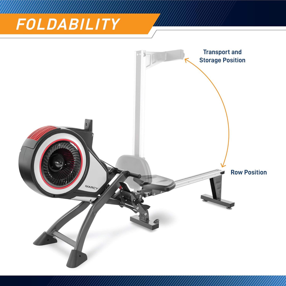 Air Resistance Rowing Machine with Transport Wheels