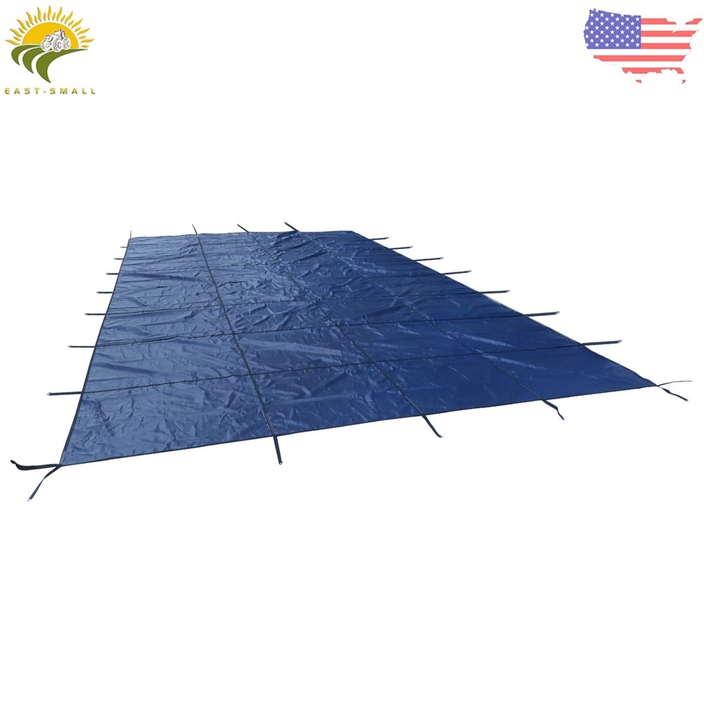 Rectangle Inground Pool Safety Cover For 16 x 32FT Blue Mesh Solid With Tools