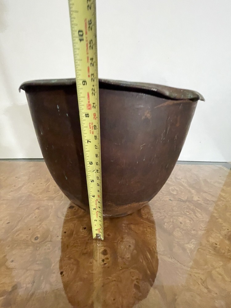 Vintage Rustic Primitive Copper Pot Pale Planter Mixer