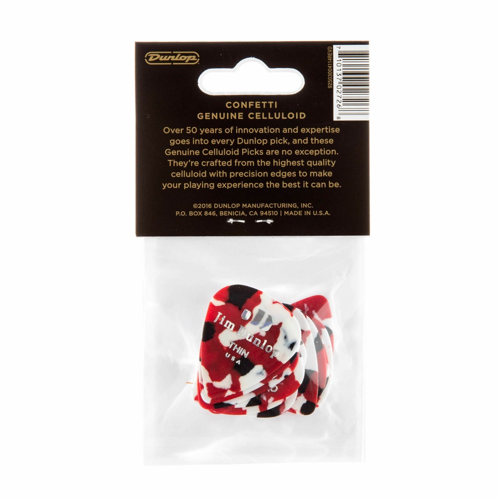 DUNLOP 483P06TH CELLULOID CONFETTI THIN --12 Picks