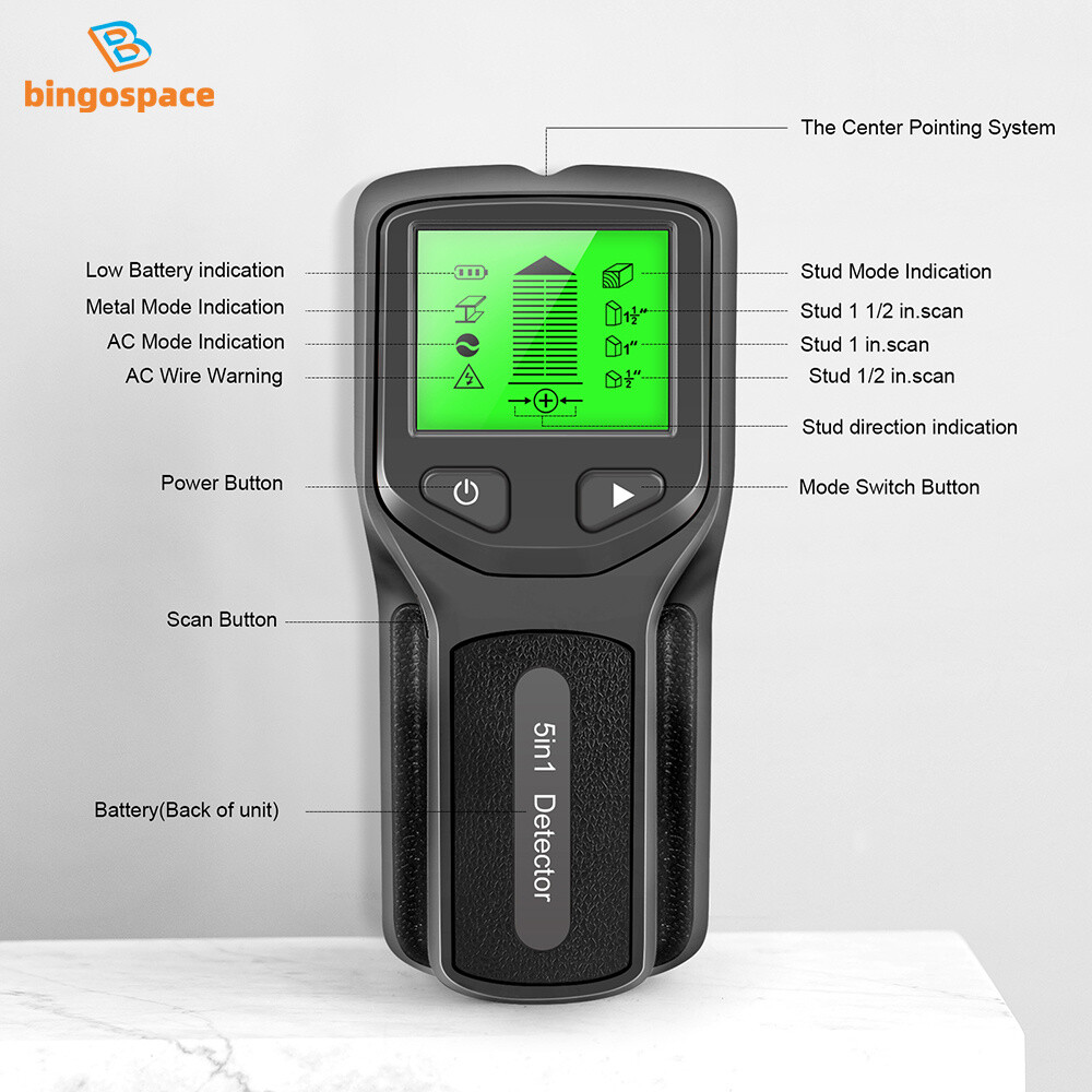5-in-1 Stud Finder Metal Pipe Sensor Wire Detector Multifunctional Wall Scanner