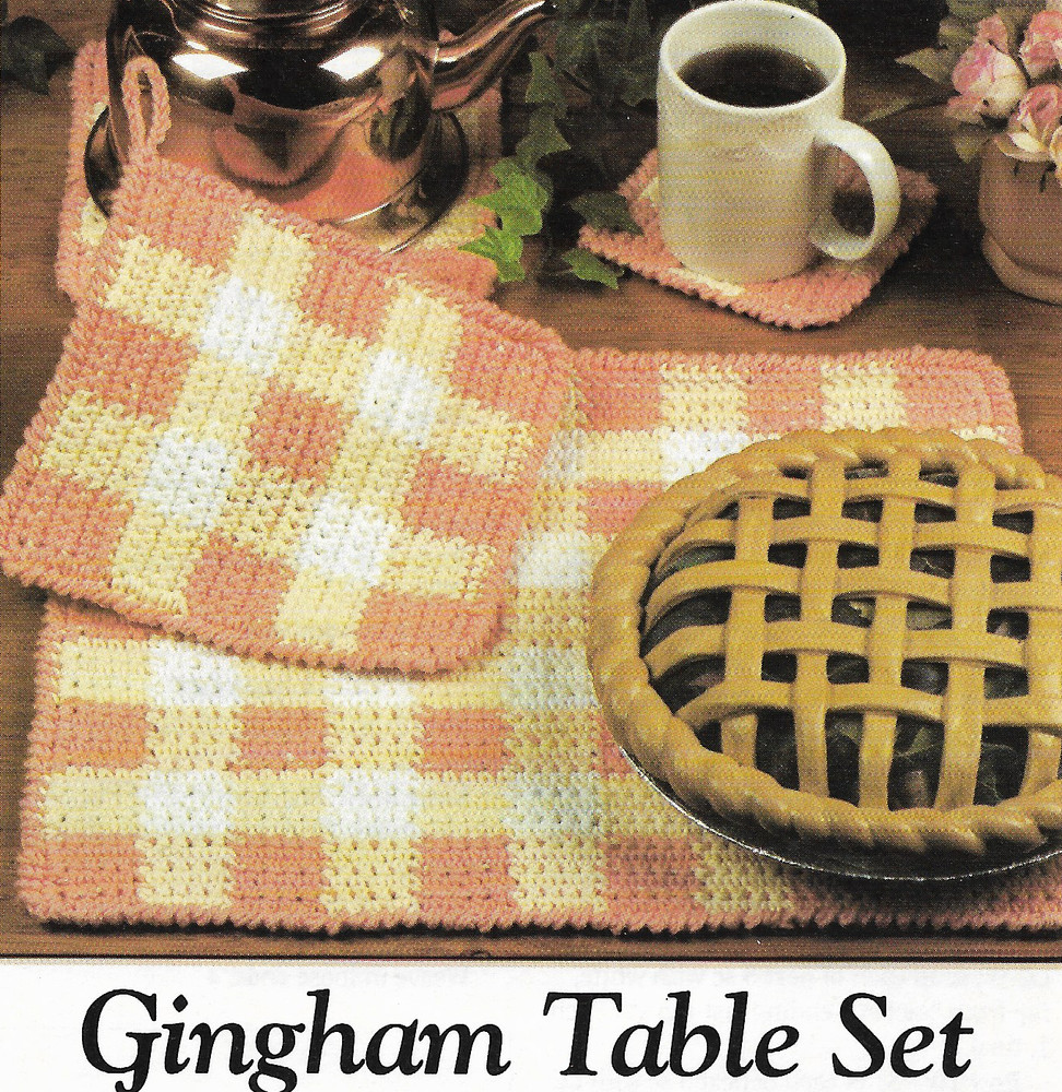 3 pc. Gingham Table Set crochet PATTERN INSTRUCTIONS