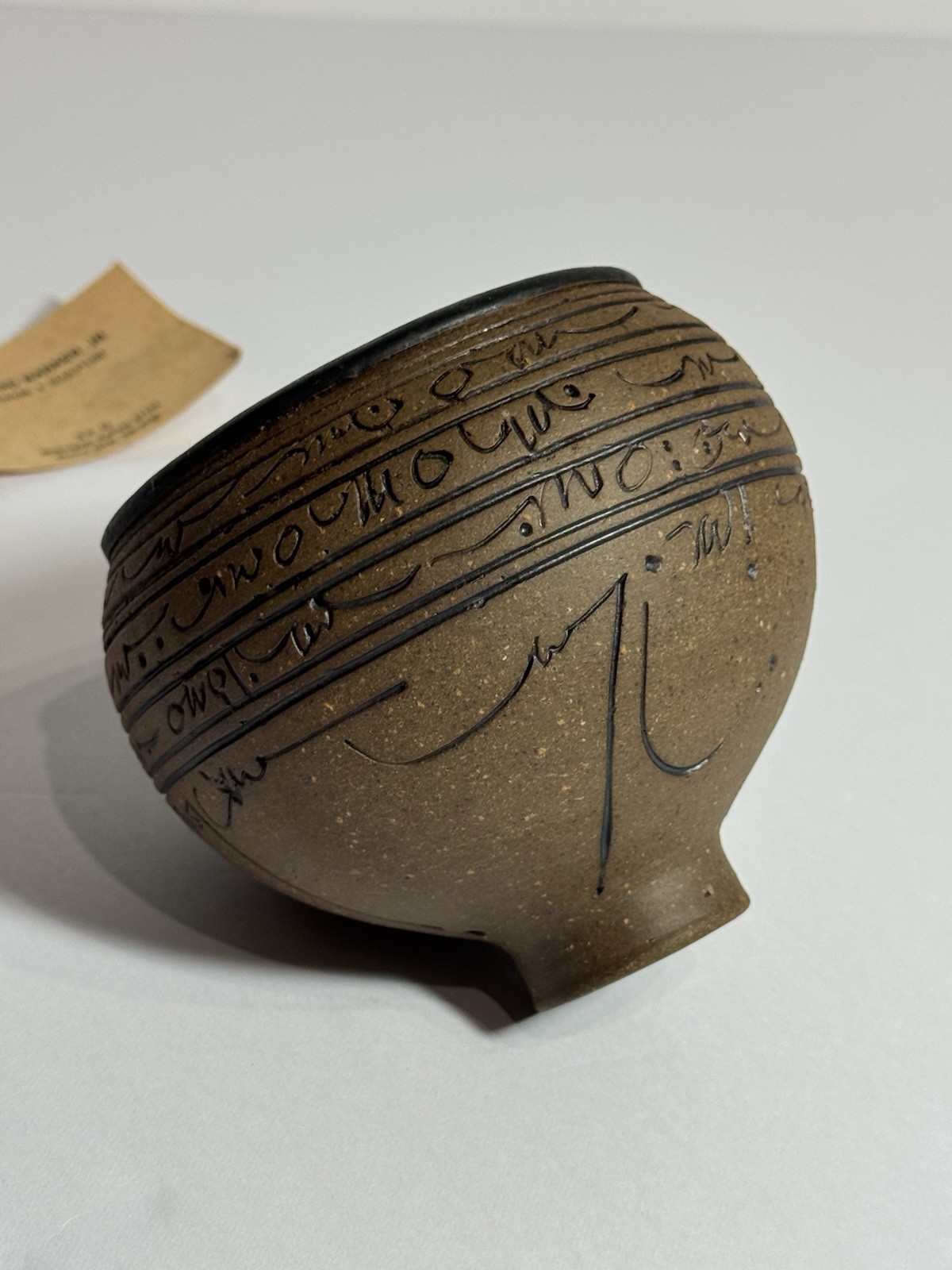 J Edward Barker Signed 1988 SCRYPT Line Studio Art Pottery Stoneware Sculpture