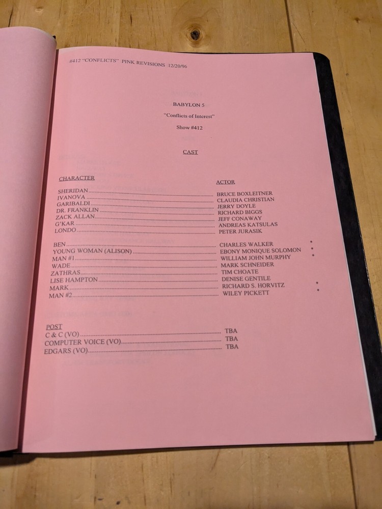 Babylon 5 Original Production Script ~ Conflicts of Interest