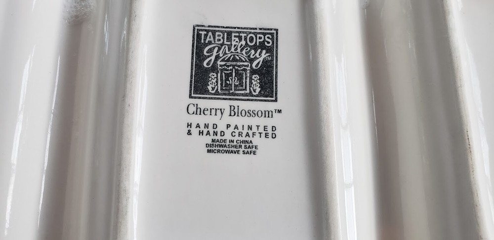 Tabletops Gallery Cherry Blossom 3 Section Serving Tray 13.25" EUC