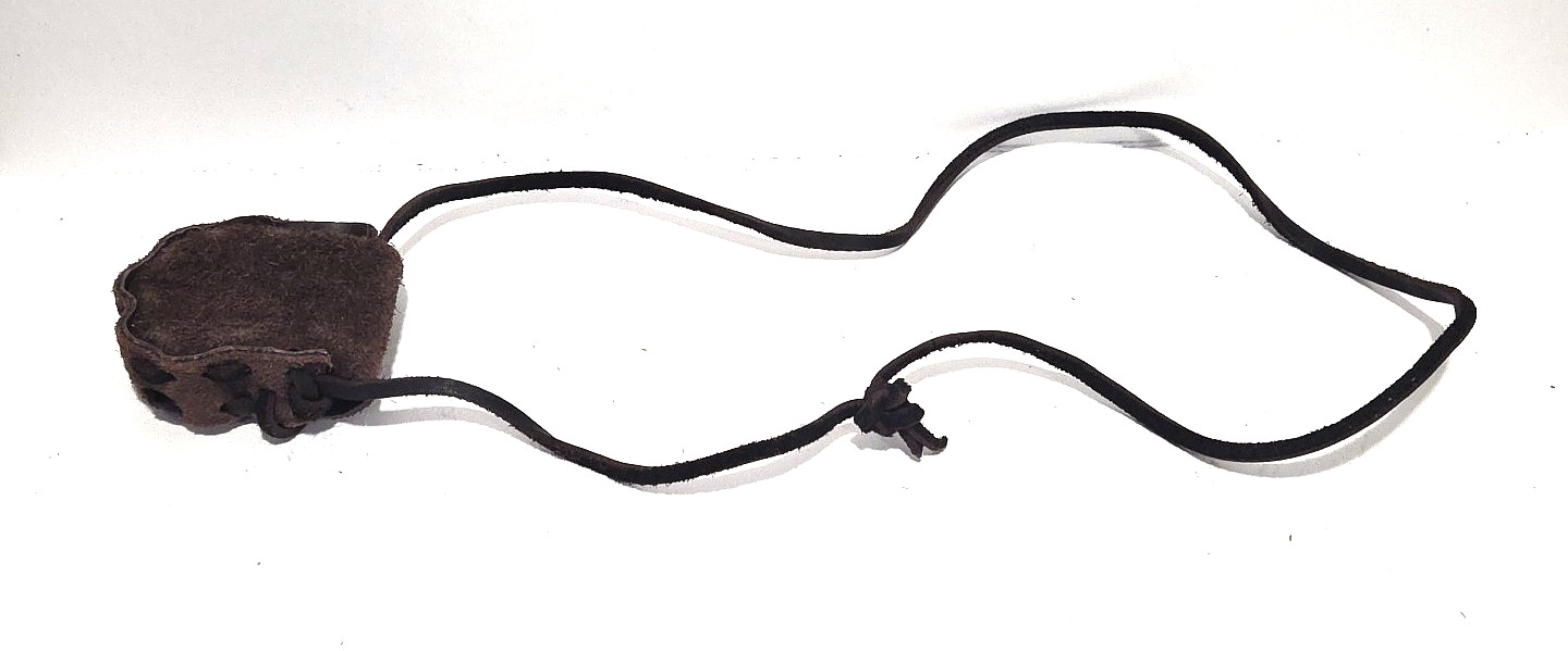 Handmade Native American Medicine Bag Small Leather Brown Small Drawstring