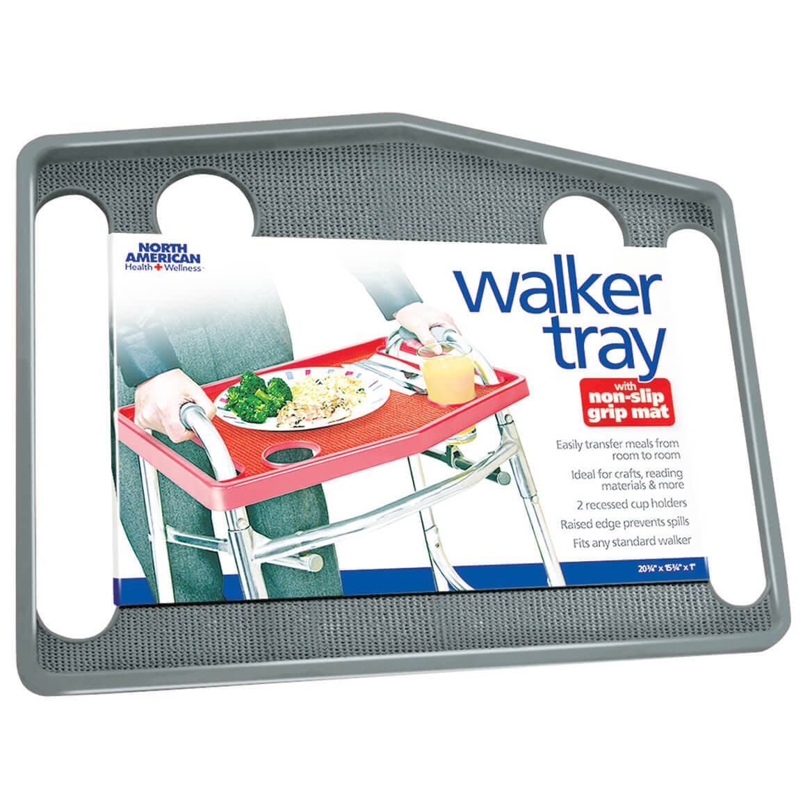 Walker Tray with Grip, Gray