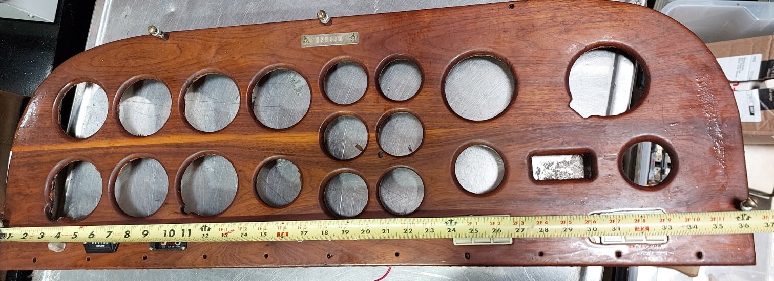 Rare Vintage World War II Military Aircraft Instrument Control Panel (Walnut Woo