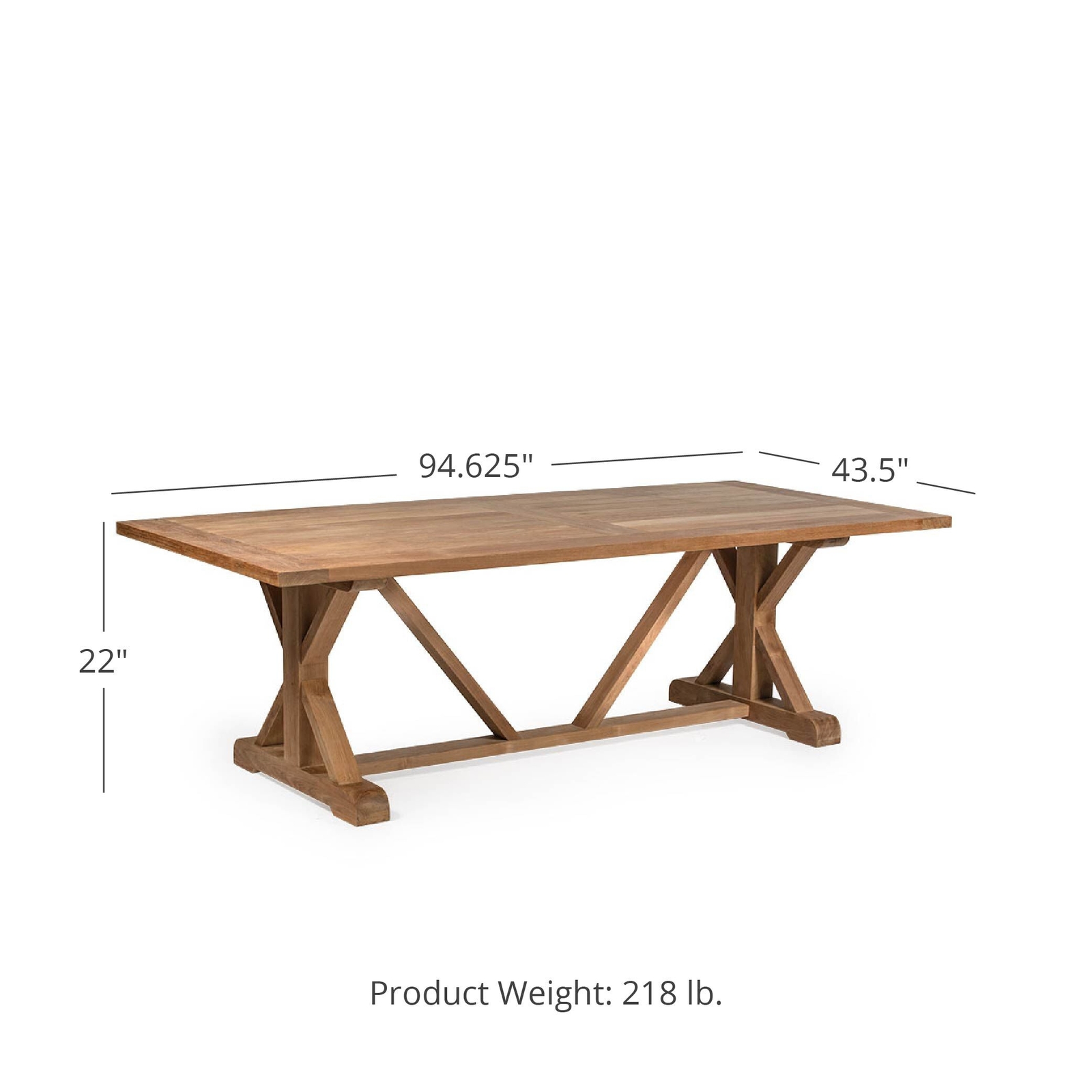 Ash & Ember Savannah Grade A Teak 96" Rectangular Farmhouse Dining