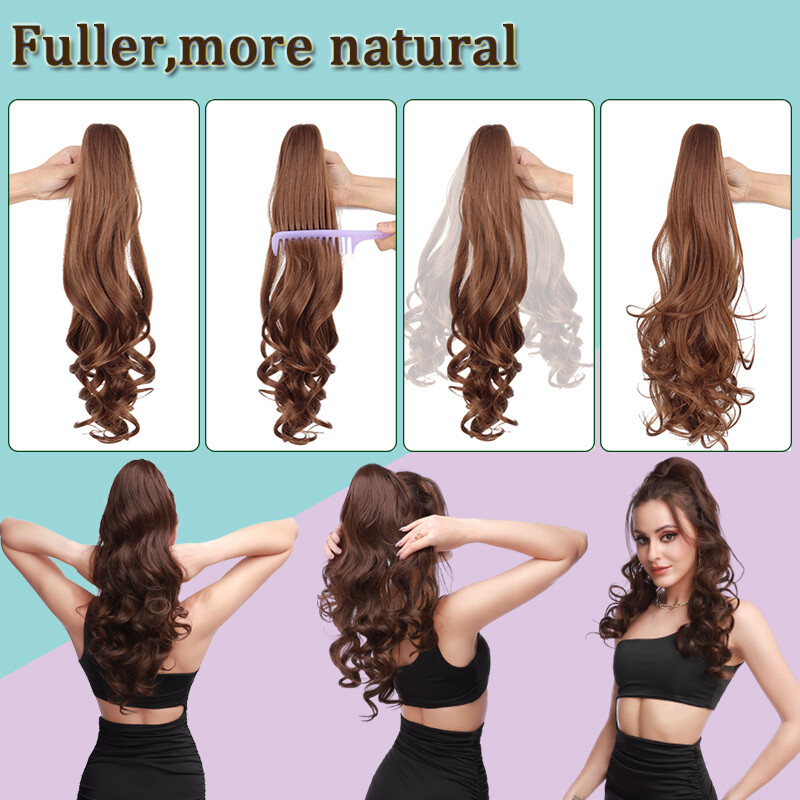 Claw Clip Wavy Ponytail Extensions As Human Pony Tail Long Hair Hairpiece Real